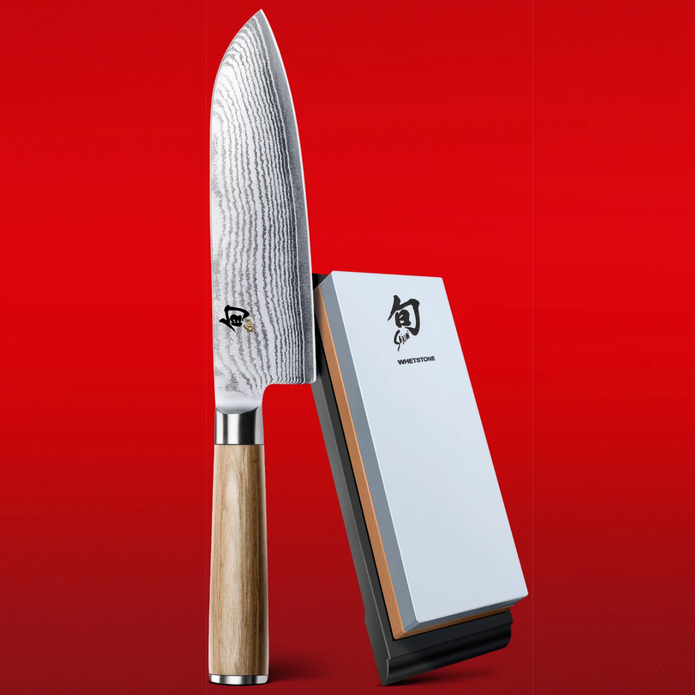 KAI Shun Classic White Santoku + Schleifstein 1000/300