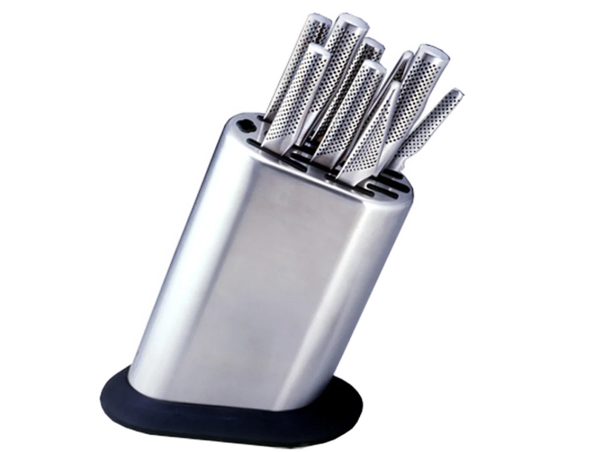 Global G-8311/KB/PLR Messerblock mit 10 Messern und Schleifstab Global Messerblock G-8311KB