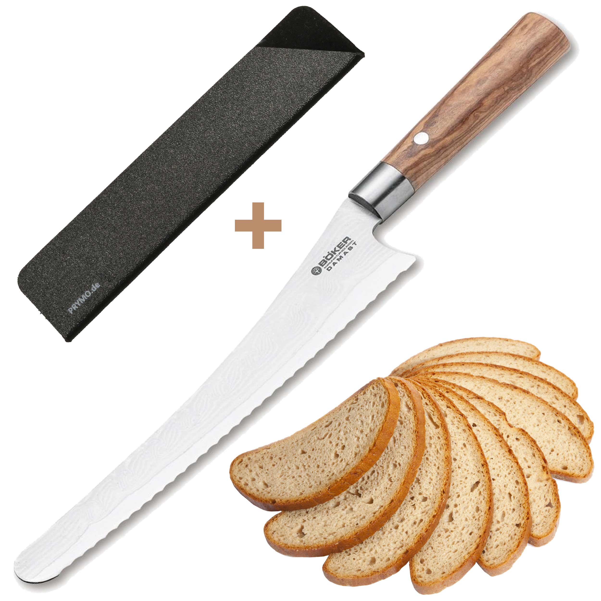 Böker Damast Olive Brotmesser 23cm Böker Damast Olive Brotmesser 23cm