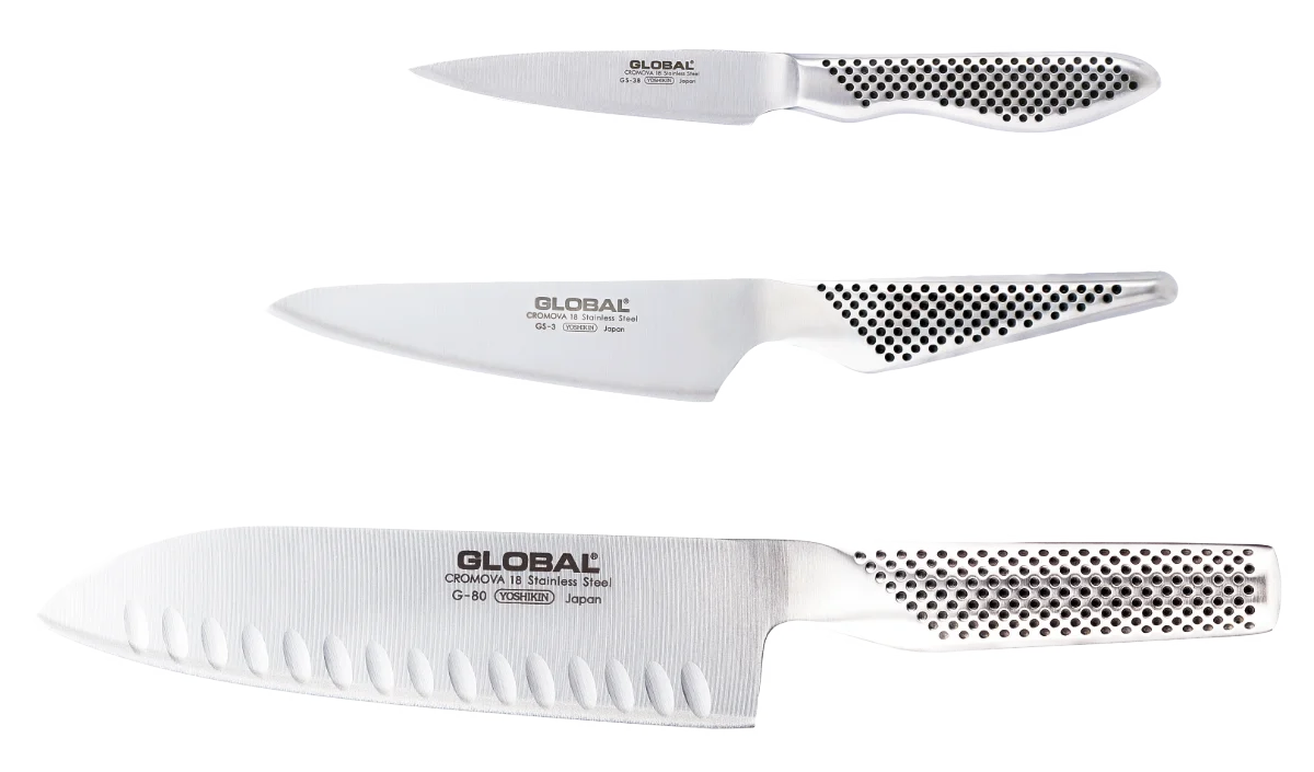Global G-80338 Messerset 3 teilig, G-80, GS-3 und GS-38 Set Knife G80338