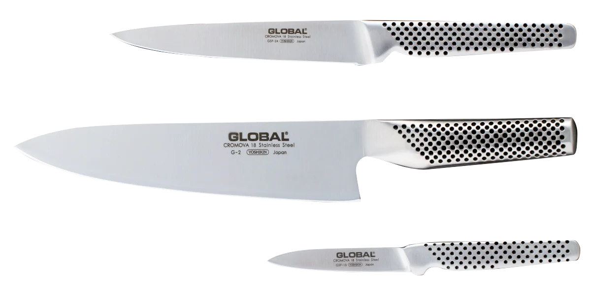Global G-21524 Messerset 3 teilig, G-2, GF-15 und GSF-24 Set with drei knife Global
