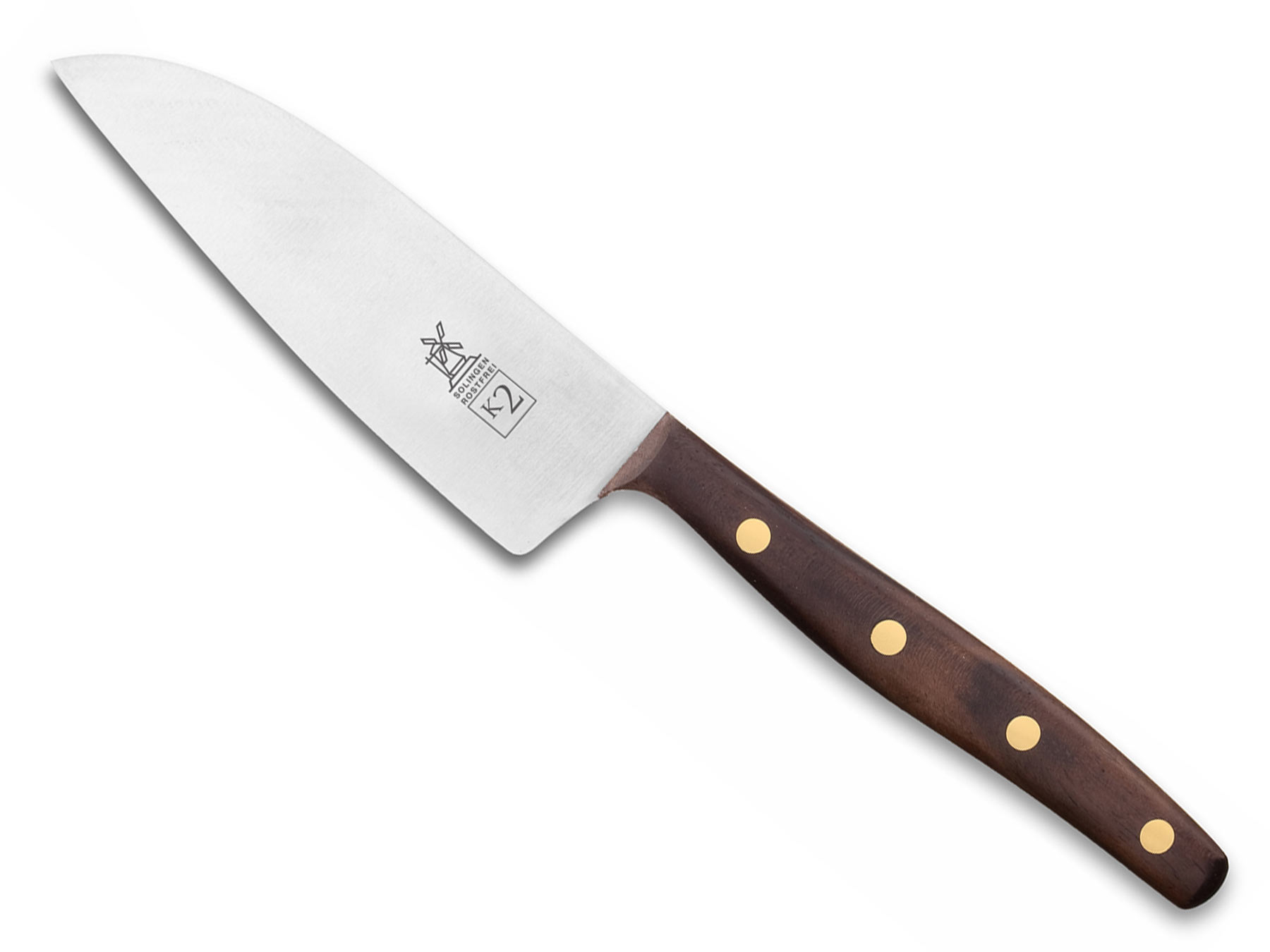 Windmühlenmesser K2 Kochmesser Walnuss Messingnieten 11cm