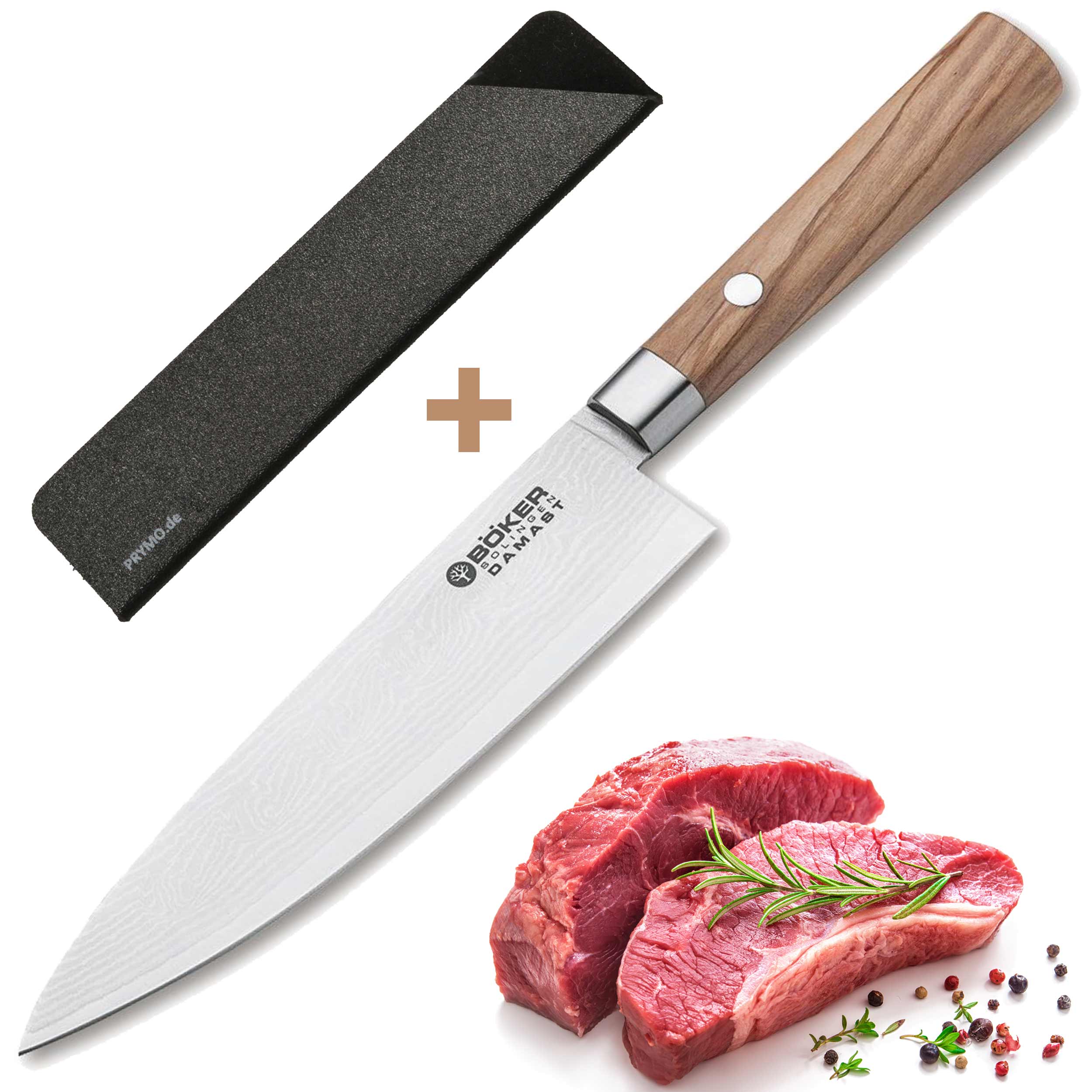 Böker Damast Olive Kochmesser 15cm
