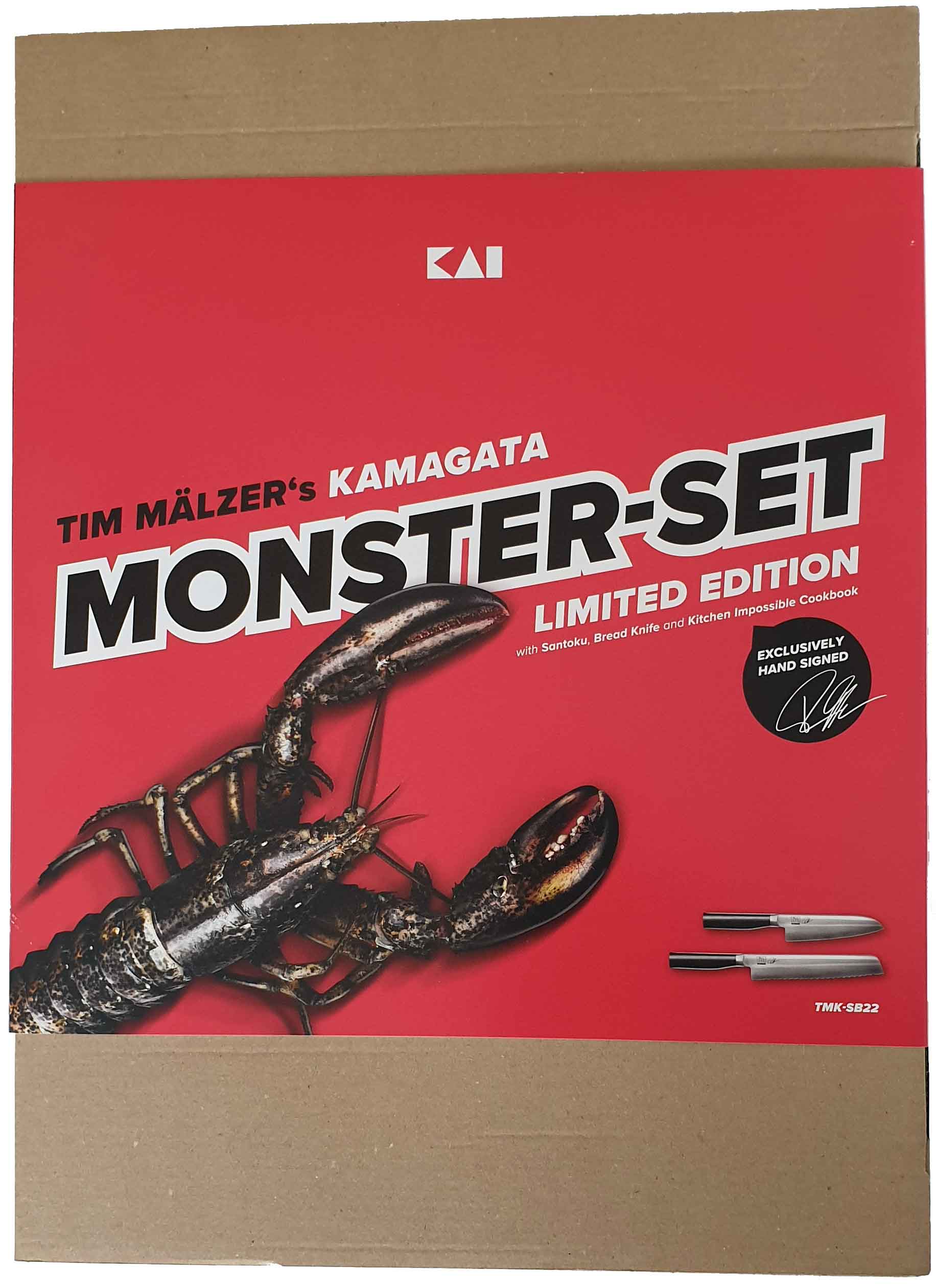 KAI Kamagata Monster-Set Santoku + Brotmesser + Kochbuch handsigniert