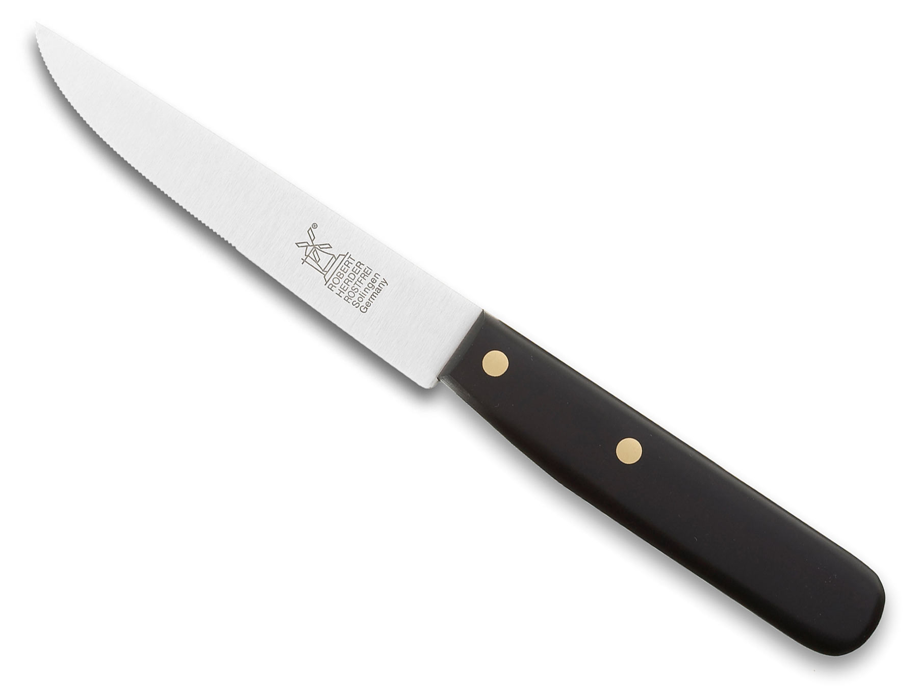 Windmühle Steakmesser Buckels Säge Messingnieten POM 11,1cm