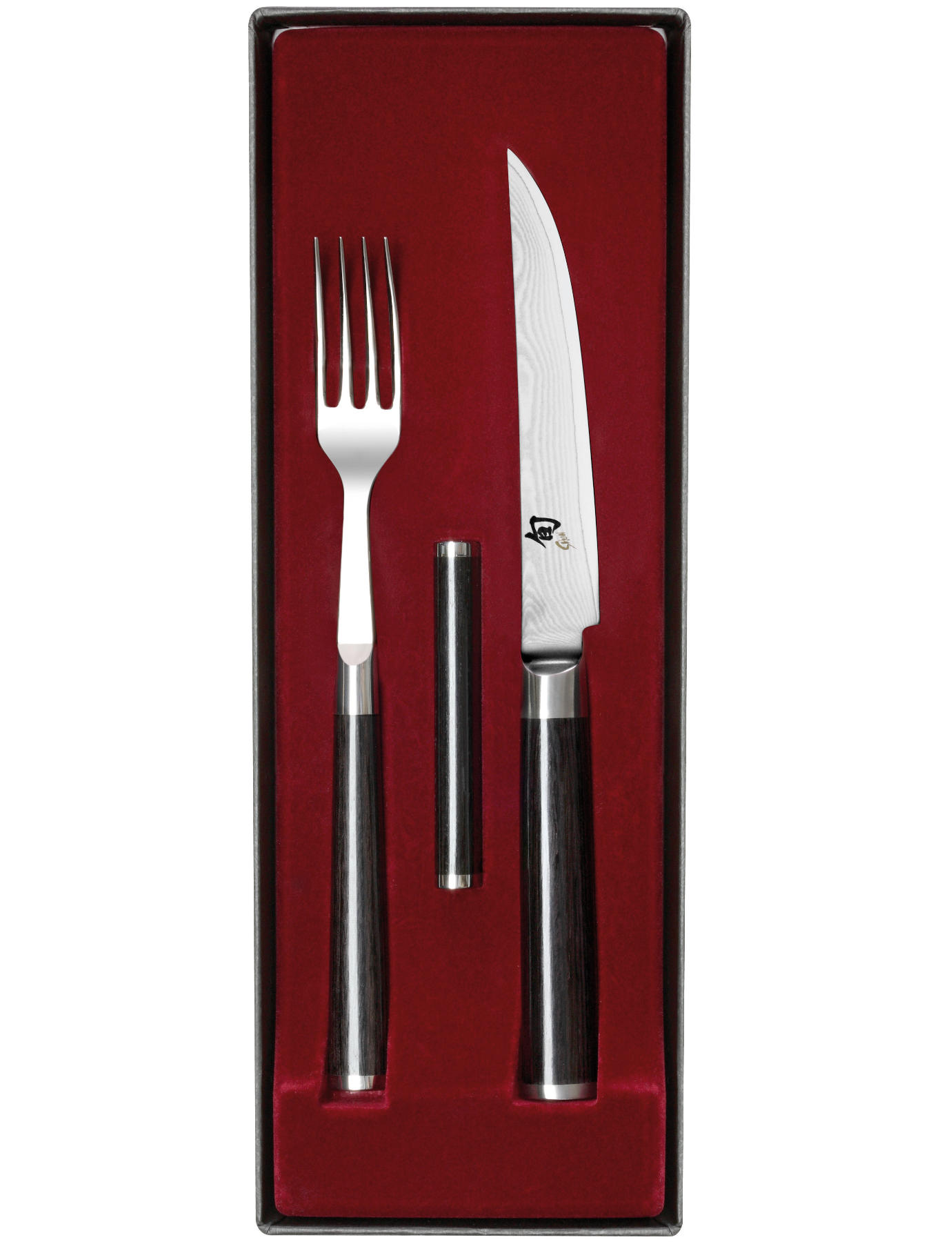 KAI Shun DM-0907 Besteckset: Steakmesser + Gabel + Bänkchen KAI Shun DM-0907 Besteckset: Steakmesser + Gabel + Bänkchen