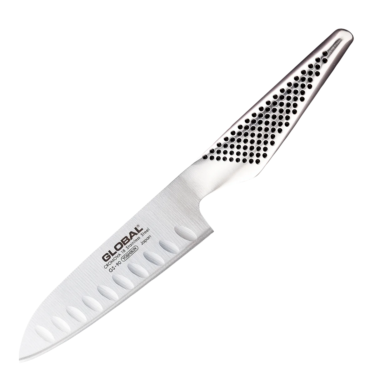 Global GS-90 Santoku Messer mit Kullenschliff 13 cm Sanotku Global GS 90