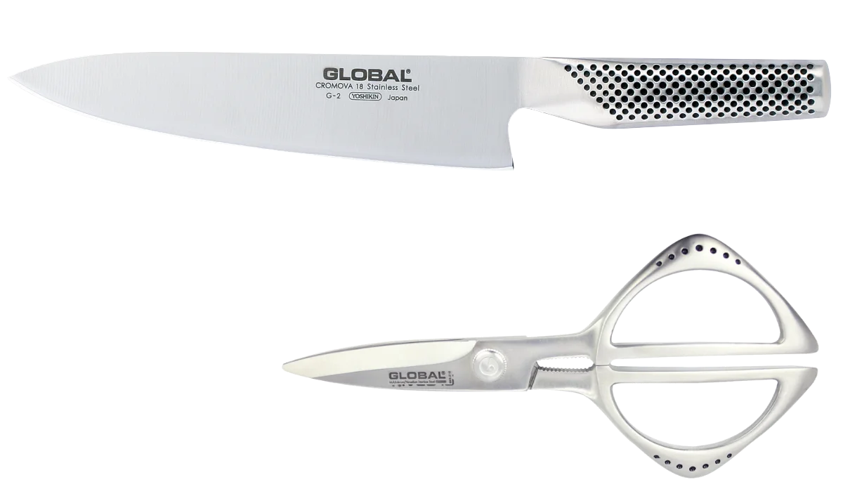 Global G-2210 Set: G-2 Kochmesser und Schere GKS-210 Global G-2210 Messerset